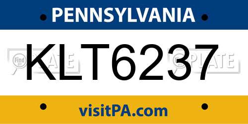 KLT6237 Pennsylvania License Plate