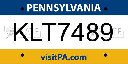 KLT7489 Pennsylvania License Plate