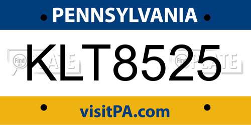 KLT8525 Pennsylvania License Plate