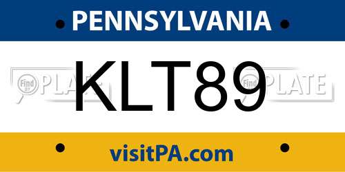 KLT89 Pennsylvania License Plate