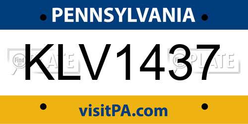 KLV1437 Pennsylvania License Plate