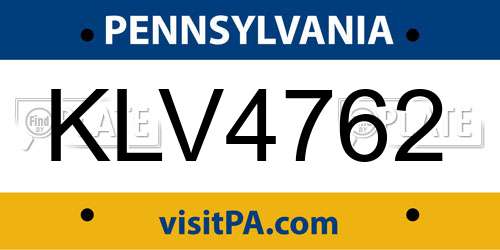 KLV4762 Pennsylvania License Plate