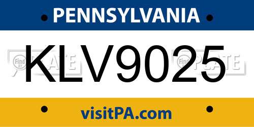 KLV9025 Pennsylvania License Plate