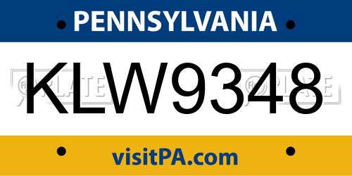 KLW9348 Pennsylvania License Plate