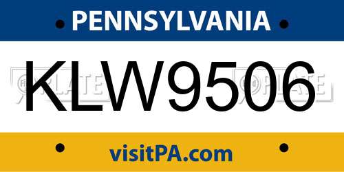 KLW9506 Pennsylvania License Plate