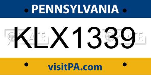 KLX1339 Pennsylvania License Plate