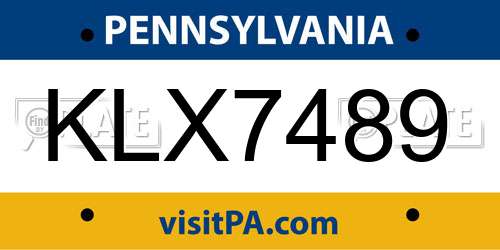 KLX7489 Pennsylvania License Plate