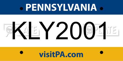 KLY2001 Pennsylvania License Plate