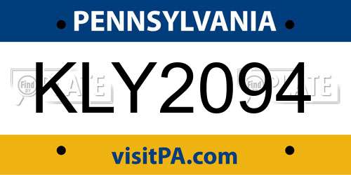 KLY2094 Pennsylvania License Plate