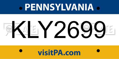 KLY2699 Pennsylvania License Plate