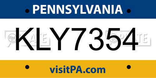 KLY7354 Pennsylvania License Plate