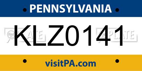 KLZ0141 Pennsylvania License Plate