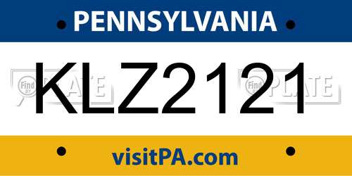 KLZ2121 Pennsylvania License Plate