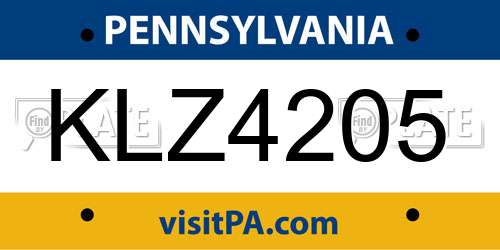 KLZ4205 Pennsylvania License Plate