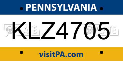 KLZ4705 Pennsylvania License Plate