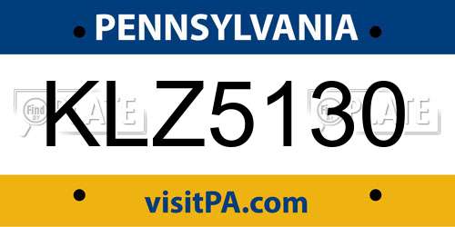 KLZ5130 Pennsylvania License Plate