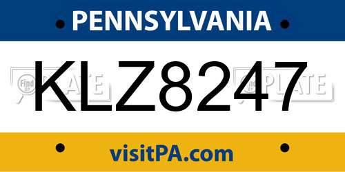 KLZ8247 Pennsylvania License Plate