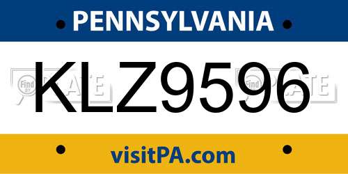 KLZ9596 Pennsylvania License Plate
