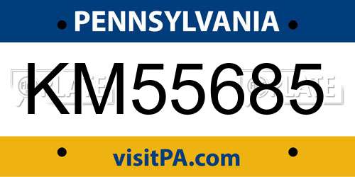 KM55685 Pennsylvania License Plate