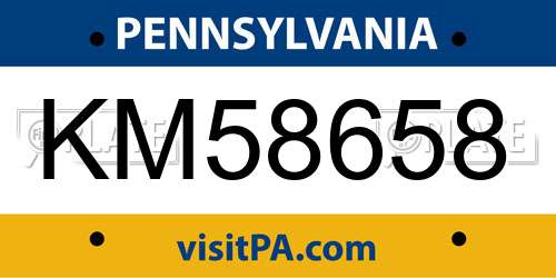 KM58658 Pennsylvania License Plate