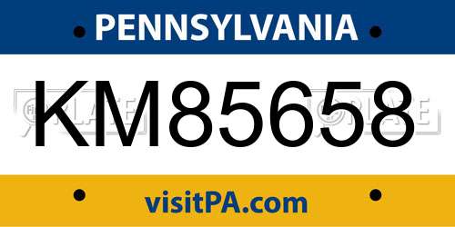 KM85658 Pennsylvania License Plate