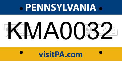 KMA0032 Pennsylvania License Plate