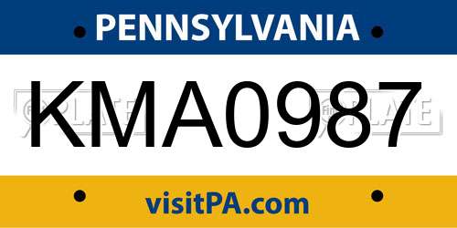 KMA0987 Pennsylvania License Plate