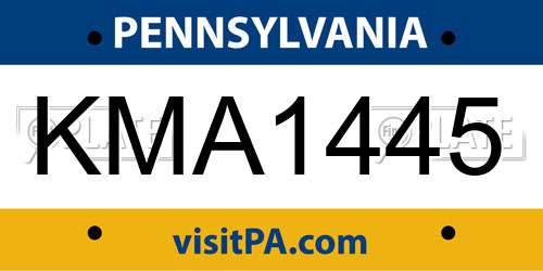KMA1445 Pennsylvania License Plate