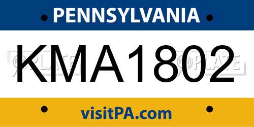 KMA1802 Pennsylvania License Plate