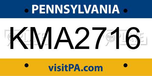 KMA2716 Pennsylvania License Plate