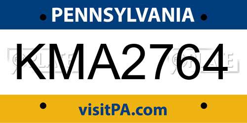 KMA2764 Pennsylvania License Plate