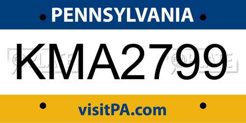 KMA2799 Pennsylvania License Plate