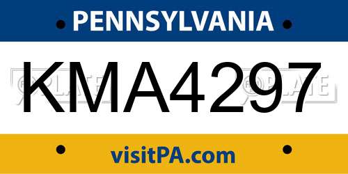 KMA4297 Pennsylvania License Plate