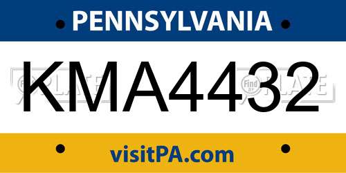 KMA4432 Pennsylvania License Plate