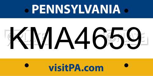KMA4659 Pennsylvania License Plate