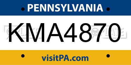 KMA4870 Pennsylvania License Plate