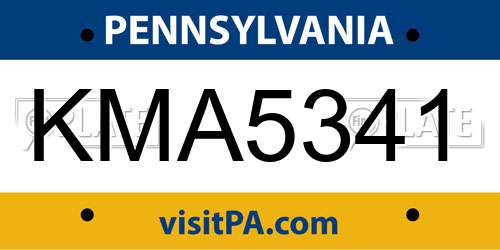 KMA5341 Pennsylvania License Plate