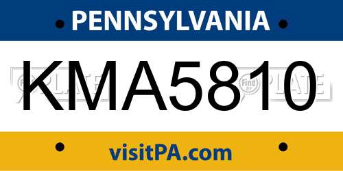 KMA5810 Pennsylvania License Plate