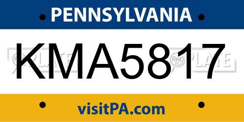 KMA5817 Pennsylvania License Plate