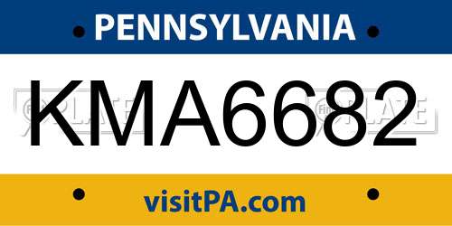 KMA6682 Pennsylvania License Plate