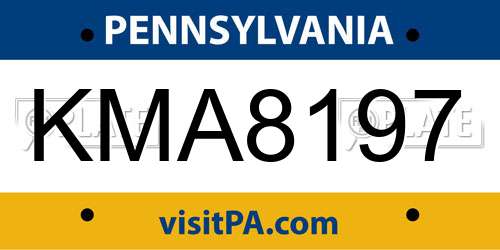 KMA8197 Pennsylvania License Plate