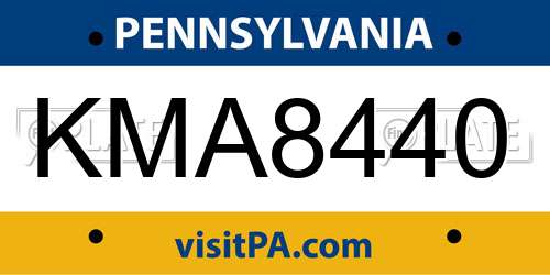 KMA8440 Pennsylvania License Plate