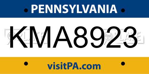 KMA8923 Pennsylvania License Plate