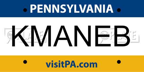 KMANEB Pennsylvania License Plate