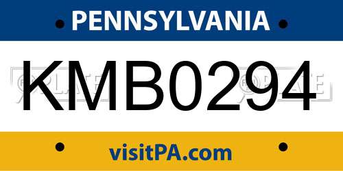 KMB0294 Pennsylvania License Plate