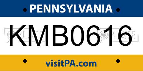 KMB0616 Pennsylvania License Plate