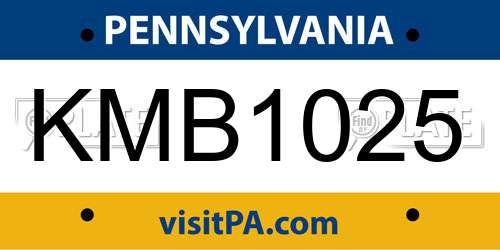 KMB1025 Pennsylvania License Plate
