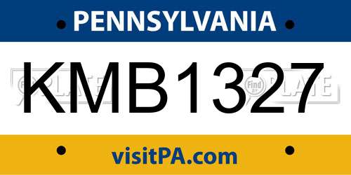 KMB1327 Pennsylvania License Plate