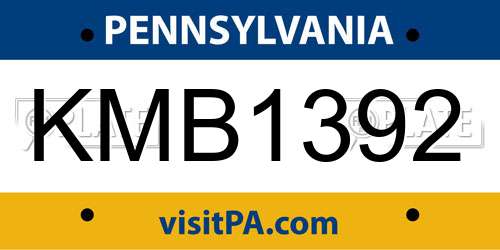 KMB1392 Pennsylvania License Plate