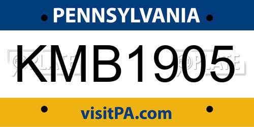 KMB1905 Pennsylvania License Plate